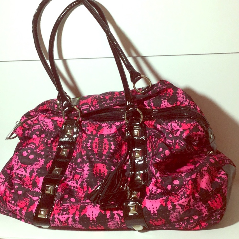 Betsey Johnson Pink Skull Weekend Bag Large Tote